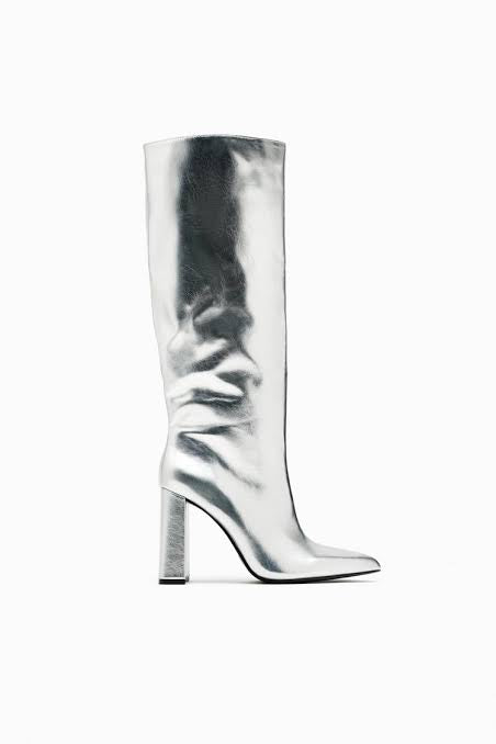 ZARA SILVER LONG BOOTS 3014/210/092