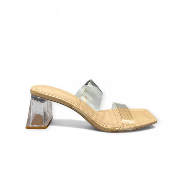 STRADIVARIUS BEIGE TRANSPARENT BLOCK HEEL