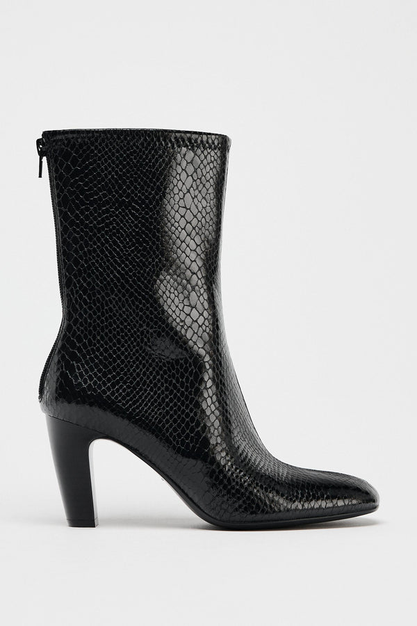 ZARA SNAKE PRINT BLACK ANKLE BOOTS - 1103/510/800