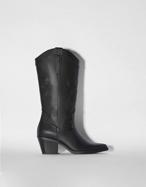 BERSHKA LEATHER COWBOY BOOTS 1032/160/040