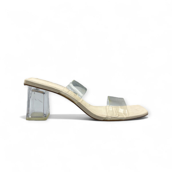 PULL&BEAR WHITE DOUBLE STRAP BLOCK HEEL