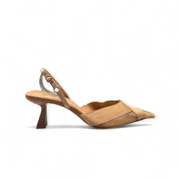 ZARA NET AND CLOTH BEIGE HEEL