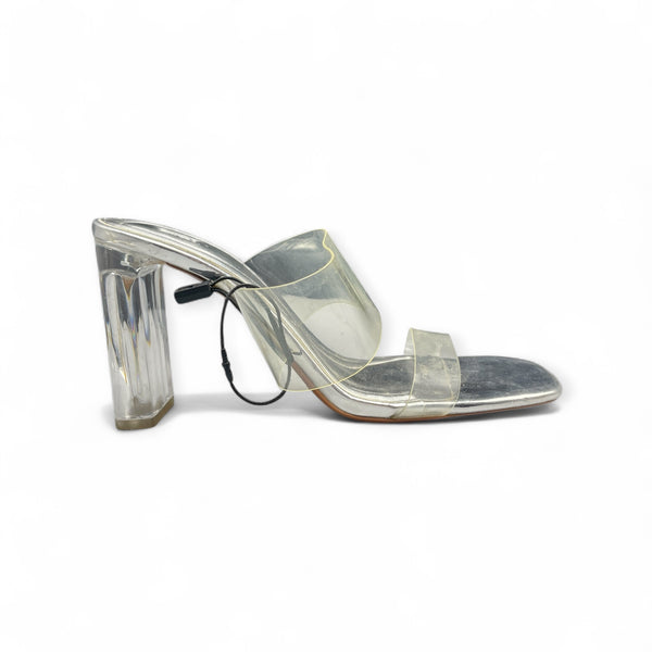 ZARA BLOCK HEEL SILVER AND TRANSPARENT