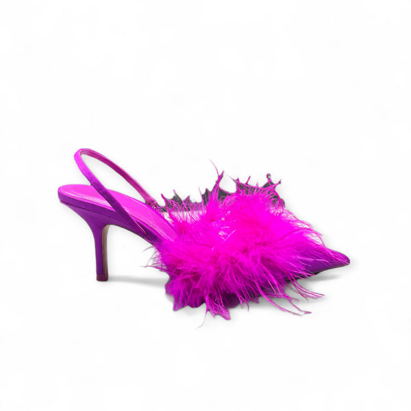 ZARA PURPLE HEEL WITH FUR