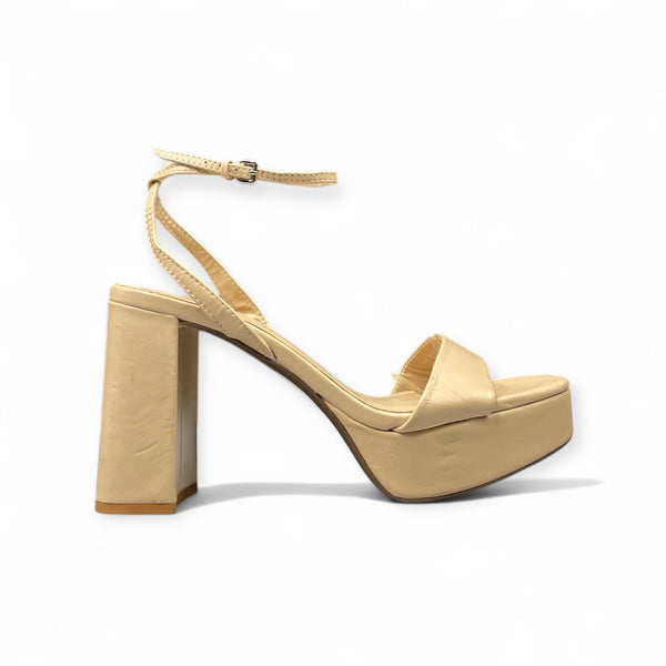 ZARA BEIGE BLOCK HEEL BACK STRAP