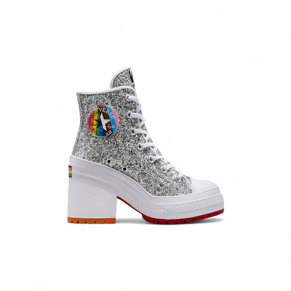 CHUCK TAYLOR 70 DE LUXE HEEL HI SILVER/RED - A06028C