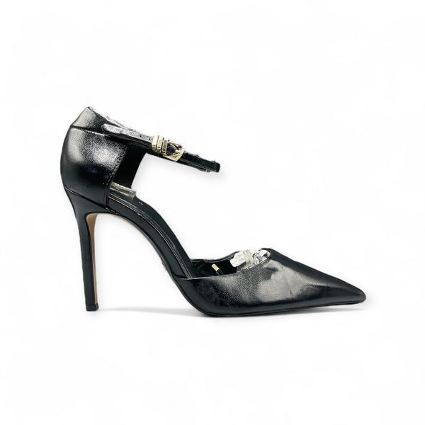 ZARA BLACK and GOLDEN BUCKLE CONE HEEL BACK STRAP