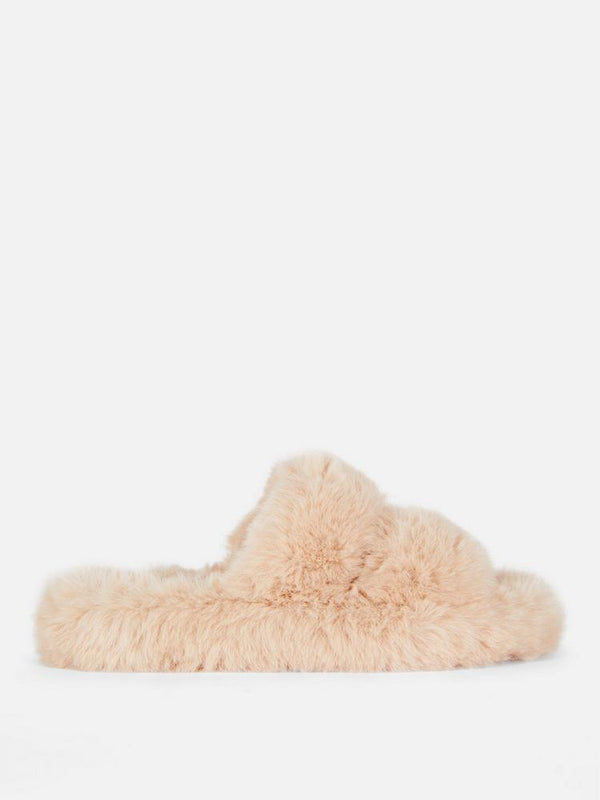 PRIMARK DOUBLE STRAP FUR SLIPPERS