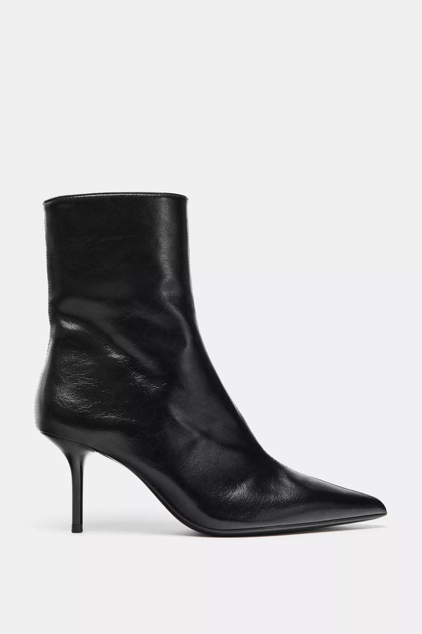 ZARA CRACKLED-EFFECT HIGH-HEEL ANKLE BOOTS 2106/410/800