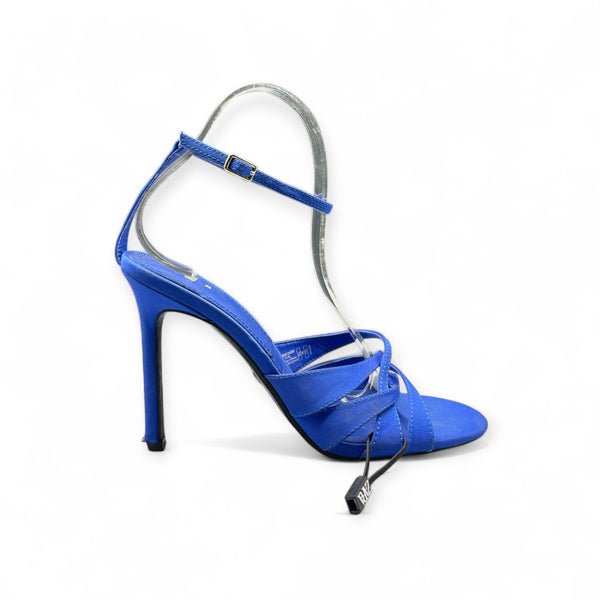 ZARA DARK BLUE TRIPLE STRAP CONE HEEL