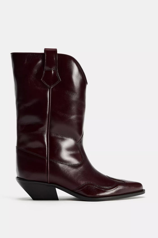 ZARA LEATHER COWBOY BOOTS - 1005/410/022