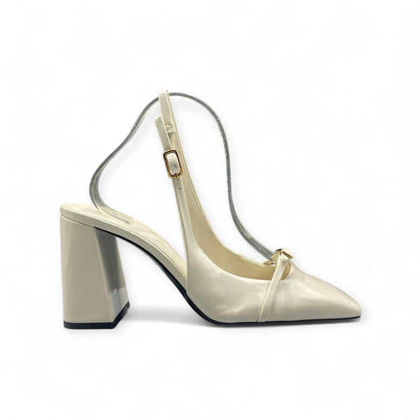 ZARA WHITE and GOLDEN BLOCK  HEEL BACK STRAP