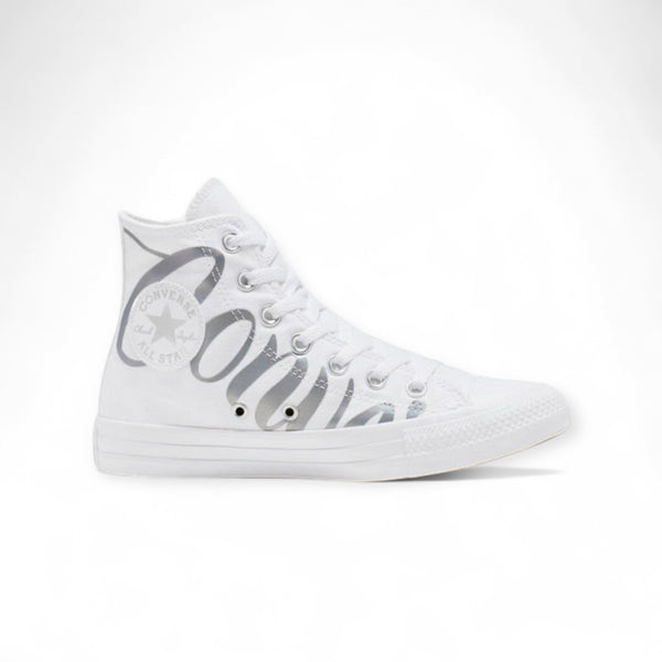 Converse Chuck Taylor All Star High 'Metallic Script Logo - White' 566176F