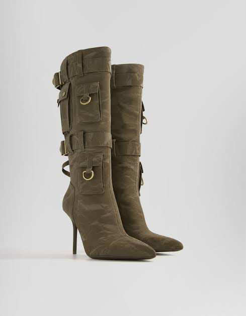 BERSHKA GREEN BIKER BOOT