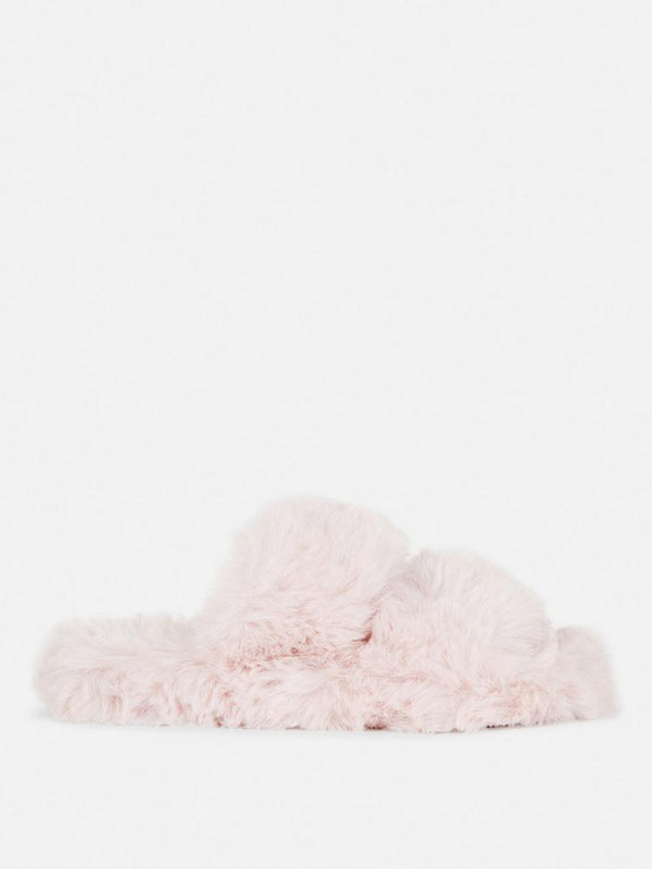 PRIMARK DOUBLE STRAP FUR SLIPPERS