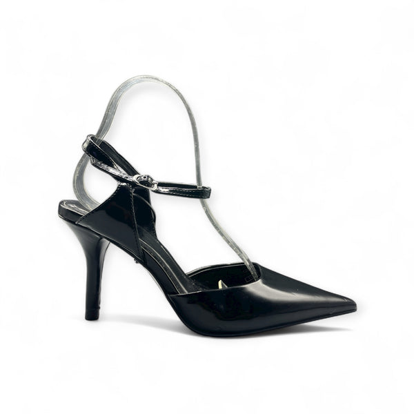 ZARA PAINTED BLACK SHINY CONE HEEL