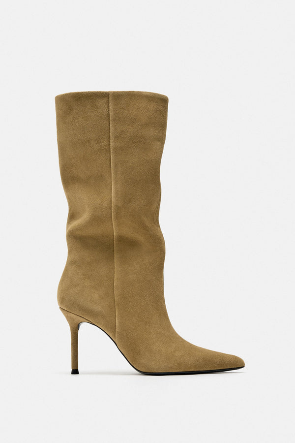 ZARA SPLIT SUEDE HEEL LONG BOOTS 1025/210/102