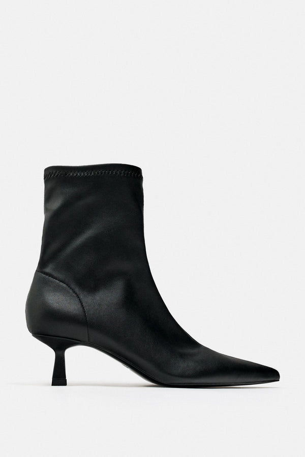 ZARA KITTEN LEATHER ANKLE BOOTS 2104/210/800