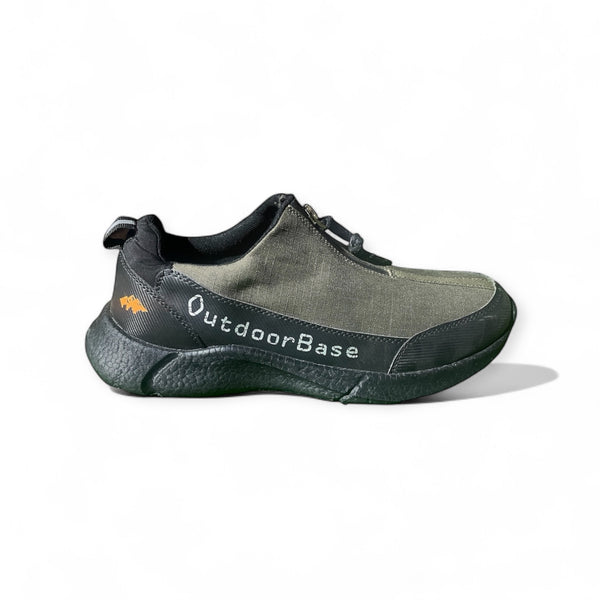 OUT DOOR BASE RUNNER ZIP SHOE-GREENBLACK