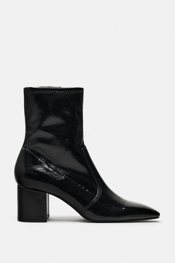 ZARA SHINY BLACK ANKLE BOOTS 116/310/800