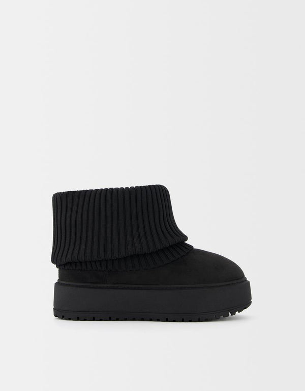 Bershka sock-style platform ankle boots - Black 1210/460/040