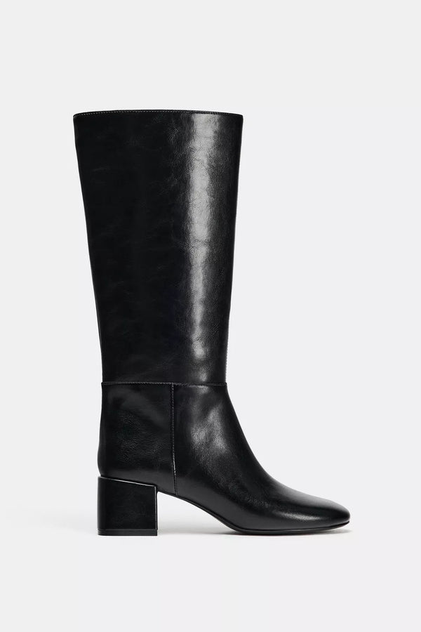 ZARA TOPSTITCHED BLOCK HEEL ANKLE BOOTS 3036/510/800