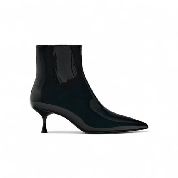 ZARA BLACK PATENT LEATHER Kitten HEEL BOOTIE 3146/210/800