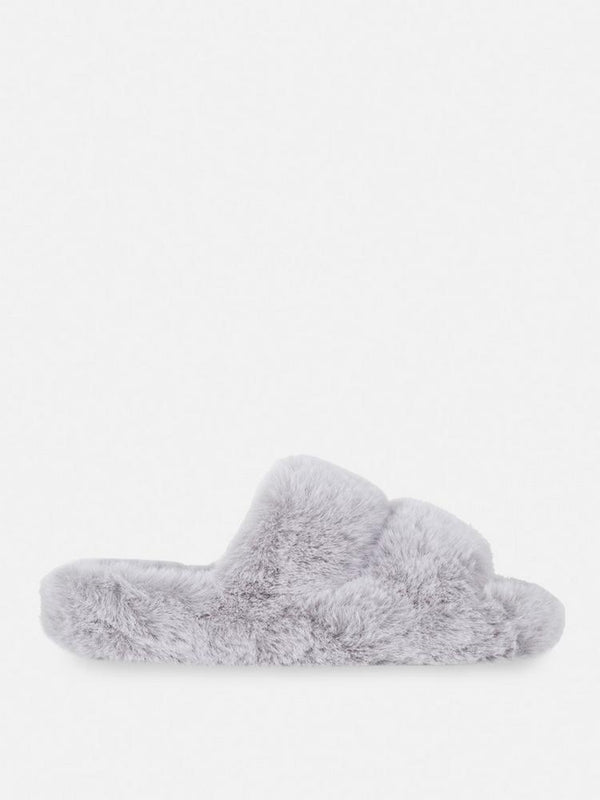 PRIMARK FLUFFY DOUBLE STRAP SLIPPERS
