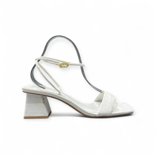ZARA WHITE BLOCK HEEL LONG STRAP
