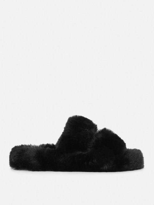 PRIMARK FLUFFY DOUBLE STRAP SLIPPERS