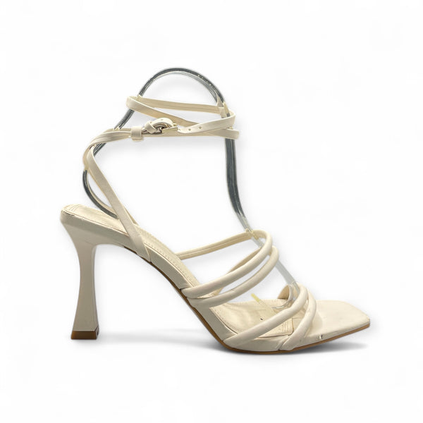 STRADIVARIUS LONG STRAP OFF WHITE CONE HEEL