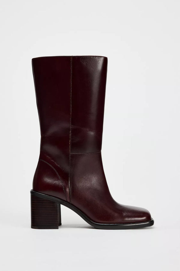 Zara Leather square-toe ankle boots - 1106/410/022
