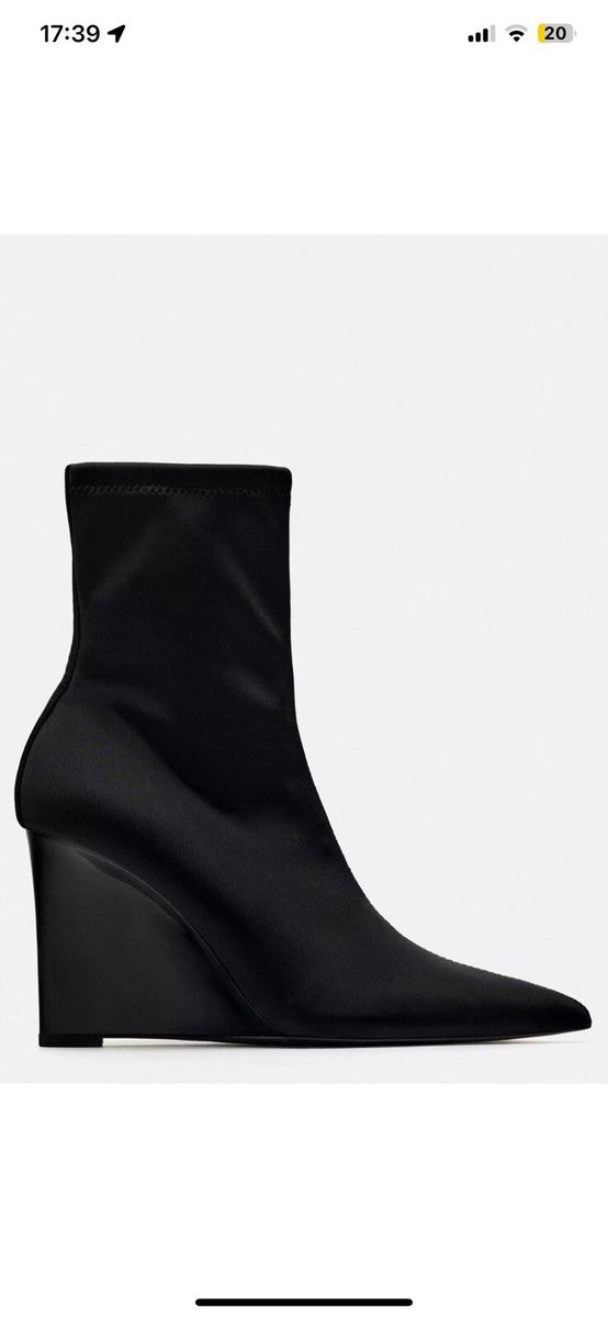 ZARA FABRIC STRETCH WEDGE ANKLE BOOTS 2129/210/800