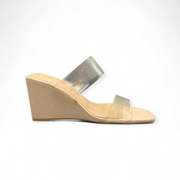 STRADIVARIUS BEIGE TRANSPARENT BLOCK HEEL