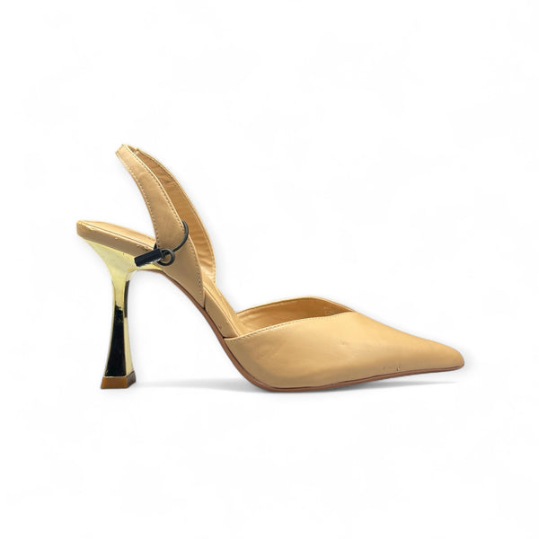 ZARA ALL BEIGE CONE HEEL