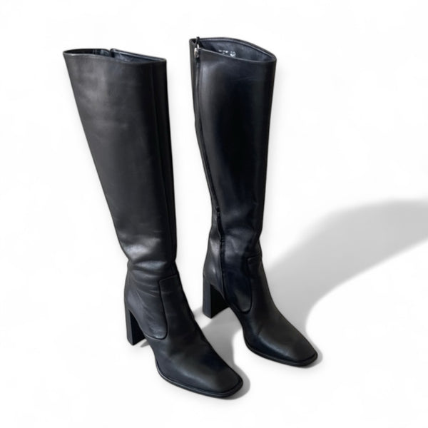 ZARA WOMAN NWT BLACK KNEE HIGH LEATHER BOOTS 1003/11/800