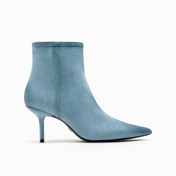 ZARA HEELED BLUE DENIM ANKLE BOOTS 1119/110/017