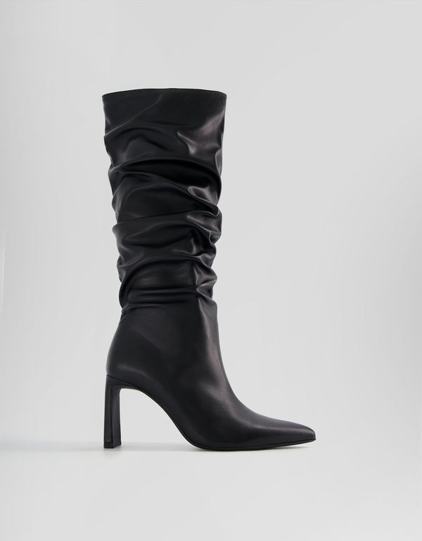 BERSHKA SLOUCHY STILETTO HEEL BOOTS