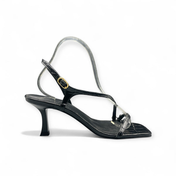 MASSIMO DUTTI BLACK CONE HEEL ANIMAL PRINT