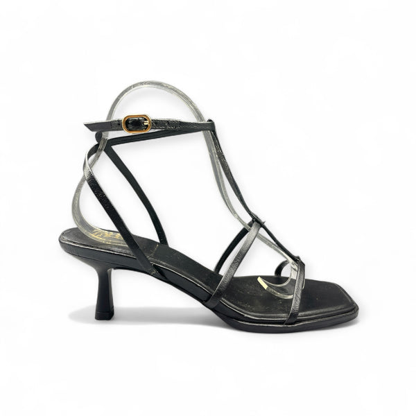 ZARA BACK STRAP CONE HEEL BLACK