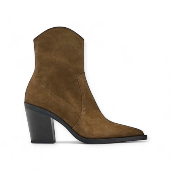 ZARA BROWN SPLIT SUEDE ANKLE BOOTS 2109/211/113