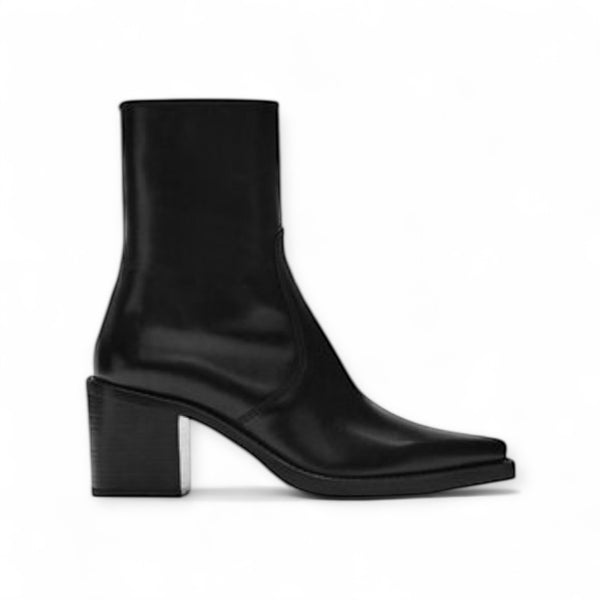 Massimo Dutti Leather Square Heel Ankle Boots