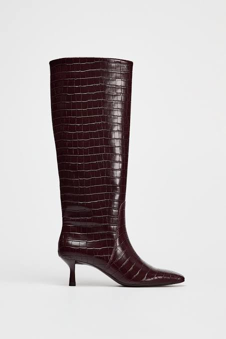ZARA MAROON BELOW THE KNEE WOMEN BOOTS 2020/410/022