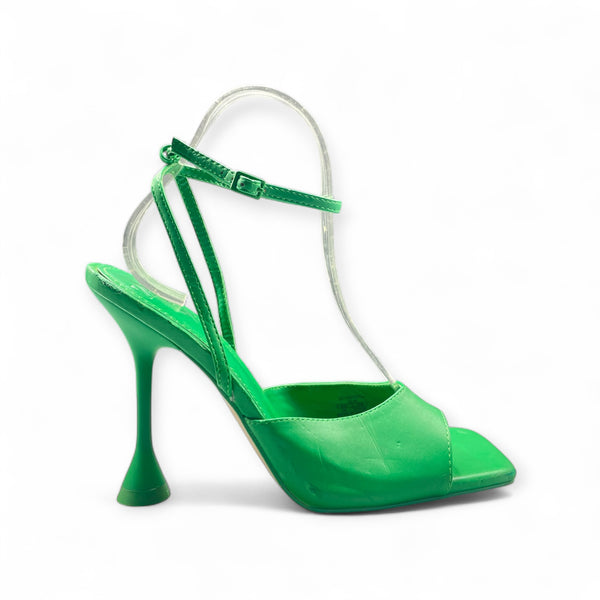 ZARA DARK GREEN BACK STRAP CONE HEEL