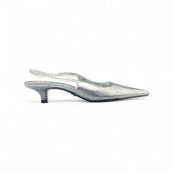 ZARA SILVER KITTEN HEEL