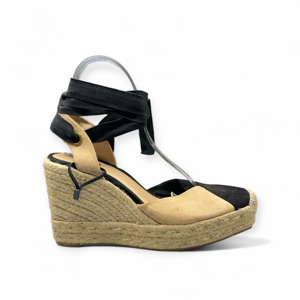ZARA WOMEN BLACK AND BROWN ESPADRILLE