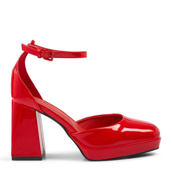 BERSHKA RED BLOCK HEEL