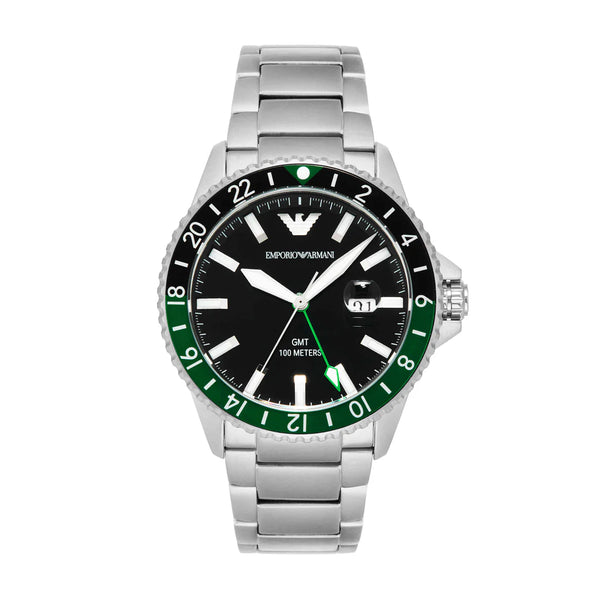 Emporio Armani Men’s Quartz Silver Stainless Steel Black Dial 42mm Watch AR11589