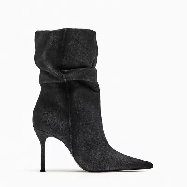 ZARA New Denim Women's Western Boots Spring Pointed 1108/210/800