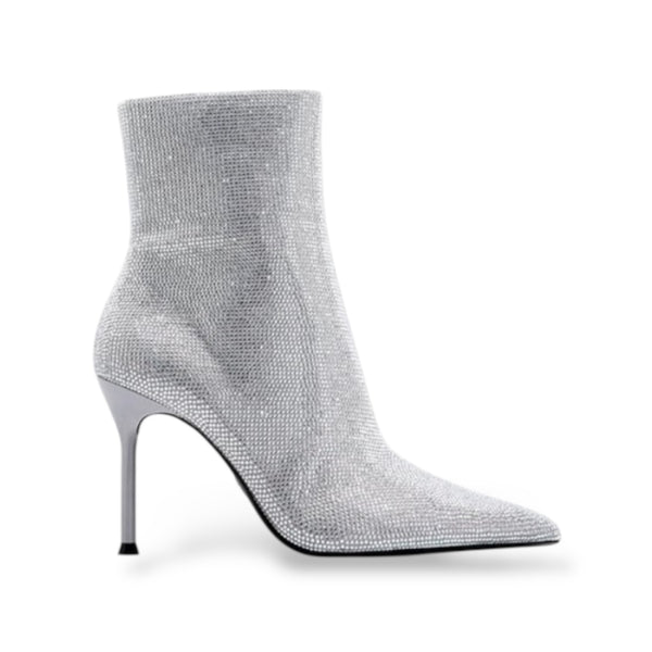 ZARA SILVER SPARKLING HIGH HEEL ANKLE BOOT 1126/010/808